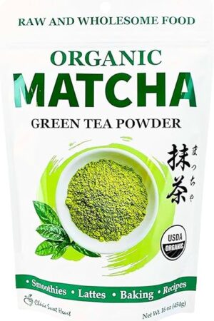 Cherie Sweet Heart Organic Matcha Green Tea Powder - Premium Culinary Grade, Authentic Japanese Origin, Antioxidant-Rich, Gluten-Free, Vegan – Perfect for Lattes, Cooking, Baking & Smoothies – 16oz Resealable Bag