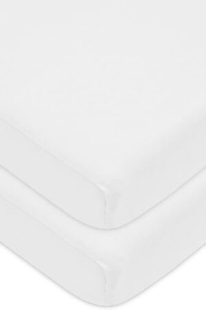 American Baby Company 2 Pack 100% Natural Cotton Pack and Play Sheets 39" x 27" White