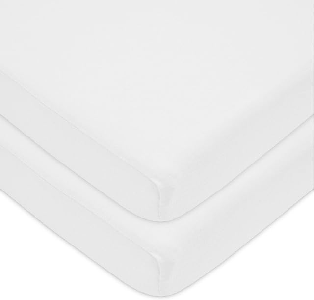 American Baby Company 2 Pack 100% Natural Cotton Pack and Play Sheets 39" x 27" White