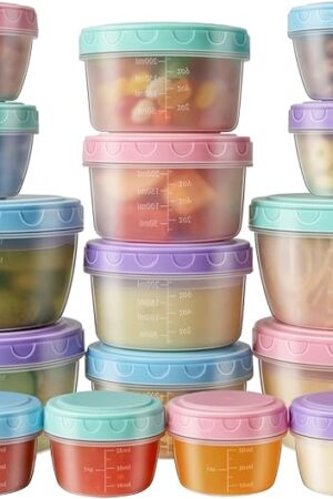 16 PCS Freezer storage Containers with Lids, Reusable BPA Free Plastic Soup Jars, Leakproof Salad Dressing Container to Go, Dishwasher & Microwave Safe Food Storage Containers for Lunch Meal Prep