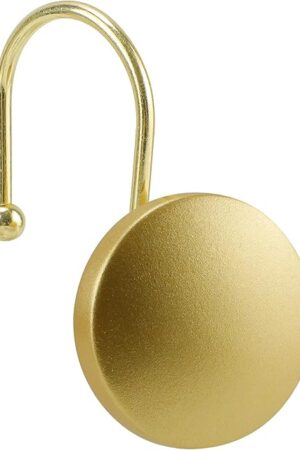 Decorative Shower Curtain Hooks, Simple Modern Style Round Flat-Back Button Design for Bathroom Decor, Gold
