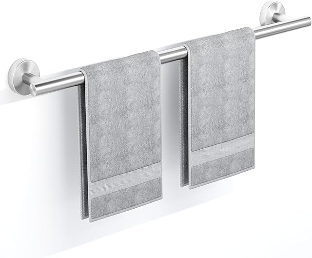 Brushed Nickel Towel Bar, 18 Inch Towel Racks for Bathroom Wall Mounted, SUS304 Stainless Steel Bathroom Towel Holder, Total Length 20.4 Inch Towel Bars