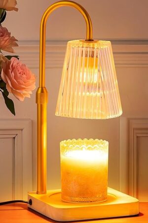 Candle-Warmer-Lamp-Timer-Adjustable-Height-Wax-Melt Electric Light Warming Dimmable Top Melter Heater For Melting Heating Small Jar Candles Gifts Women Mom Birthday Home Desk Decor w/ 2 Bulbs