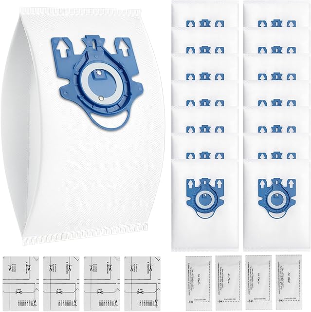 14 Pack 3D Airclean GN Vacuum Bags Compatible with Miele Classic C1, Complete C1, C2, C3, S400i S600 S2 S5 S8 Series, with 4 MP Filters, 4 AC Filters