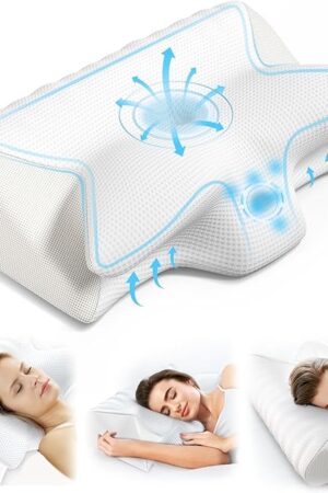 Cervical Neck Pillow for Pain Relief, Adjustable Ergonomic Memory Foam Pillow for Neck and Shoulder Pain, Orthopedic Contour Support Pillows for Side Back & Stomach Sleepers, White