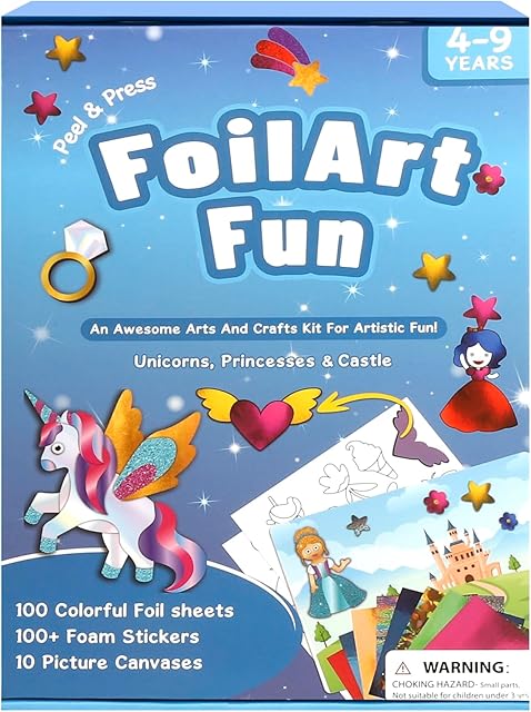 The Foil Arts Kit for Girls Arts and Crafts for Girls 4 5 6 7 8 Fun Activity Set for Girls DIY Creative Birthday Gifts for Girl Boy Fun Craft Kits for Christmas Valentines Easter No Mess Art for Girl Blue