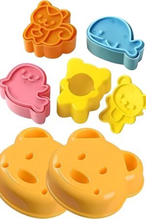 7pcs Bear Shape Sandwich Mold Cutters Set,Bread Sandwich Shapers Maker for Kids