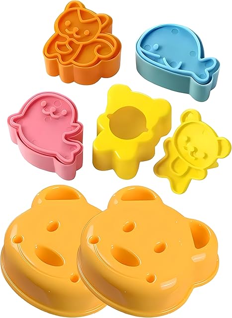7pcs Bear Shape Sandwich Mold Cutters Set,Bread Sandwich Shapers Maker for Kids
