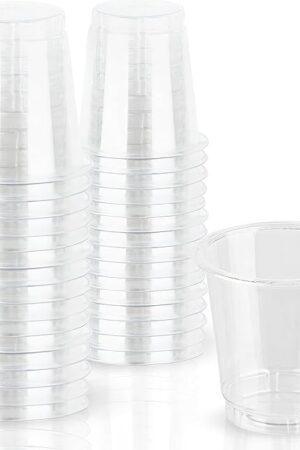 Blue Sky 2 Oz Clear PET Cups - 40 Count, Durable Plastic Shot Cups for Parties and Events