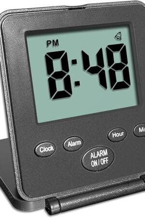 Digital Travel Alarm Clock - No Bells, No Whistles, Simple Basic Operation, Loud Alarm, Snooze, Small and Light, ON/Off Switch, 2 AAA Battery Powered, Black