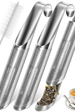 3 Pcs Tea Infuser and 1 Brush, tea diffusers for loose teaTea Infuser for Loose Tea Leaf, Coffee, Spices, Seasonings,Tea Infusers Pen with Hook