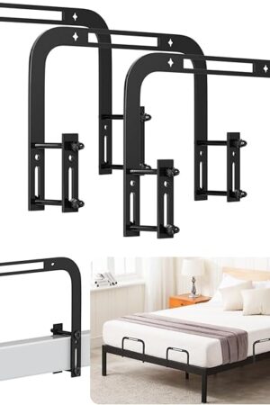 cyrico Mattress Slide Stopper, 3 Pcs Mattress Stoppers to Prevent Sliding, Adjustable Non Slip Holder in Place Grippers for Metal Bed Frame, Easy Installation, Black, with Two Improved Screw Sizes