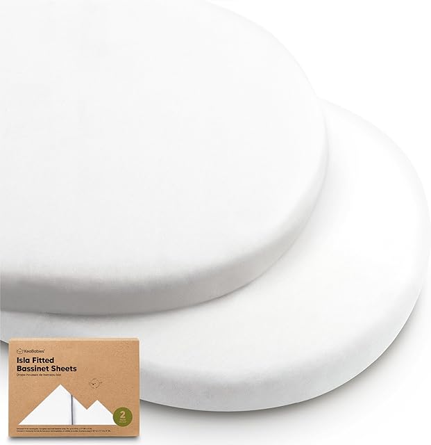 2-Pack Baby Bassinet Sheets for Girl, Boy - 33x17 Soft Viscose Derived from Bamboo Fitted Bassinet Mattress Sheets Compatible with Halo Bassinest Swivel Sleeper, Baby Delight, Graco (Soft White)