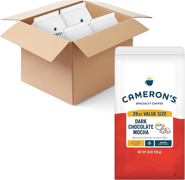 Cameron's Coffee Roasted Ground Coffee Bag, Dark Chocolate Mocha, Smooth Flavored Coffee, Sustainable, Small-batch Roasted, 28 Ounce (Pack of 1)