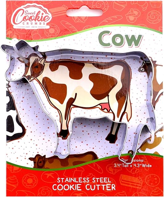 Cow Farm Animal Cookie Cutter, Premium Food-Grade Stainless Steel, Dishwasher Safe (Cow)