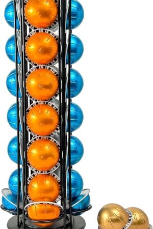 Coffee Pod Holder Organizer for Nespresso Vertuo, Holds 28 Pods, Large Capacity Vertuo Pod Storage, Sleek Black Design, Ideal for Small Kitchens and Coffee Bars,ONLY for Any VertuoLine Setup