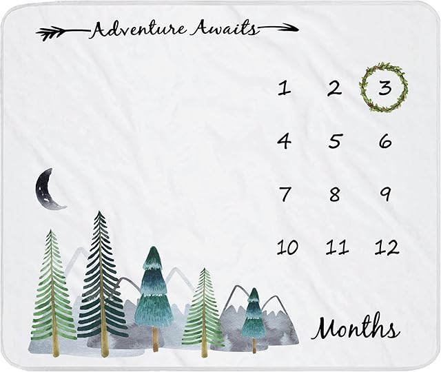 Baby Monthly Milestone Blanket Mountain Blanket Soft Flannel 45''x40''