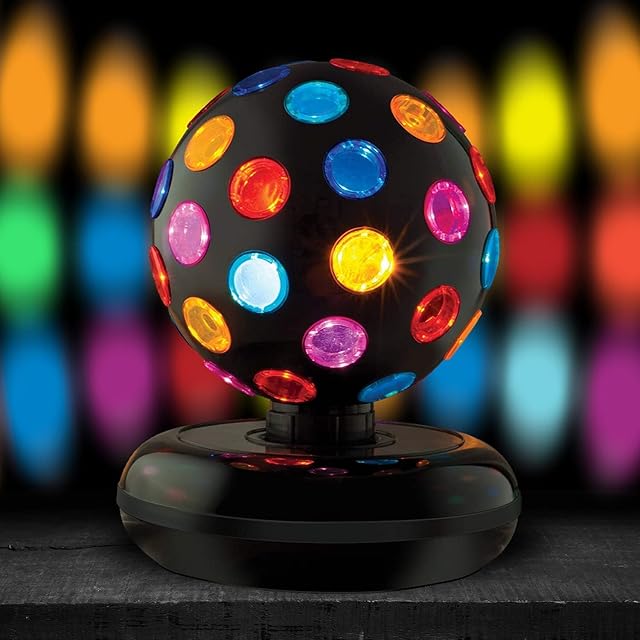 Kicko Spinning Disco Ball - 11-Inch Disco Ball Decor with Party Lights 360 Degree Rotating Neon LED Light for Kids and Adults - Colorful Flashing for 80s Party and Events