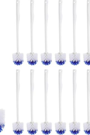 15 Pcs 18.5 Inch Toilet Bowl Cleaner Brush Bathroom Long Plastic Handled Cleaning Scrubber with Hook Hole Without Holder for Household Cleaning(Blue, White)