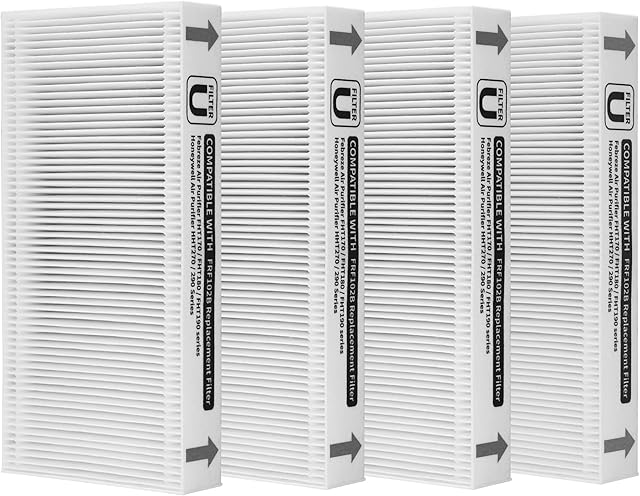 4-Pack FRF102B Replacement Filter Compatible with Febreze FRF102B/FHT170/FHT180/FHT190 Purifiers and Honey-well Clean U Filter HRF201B/HHT270/HHT290 Purifiers