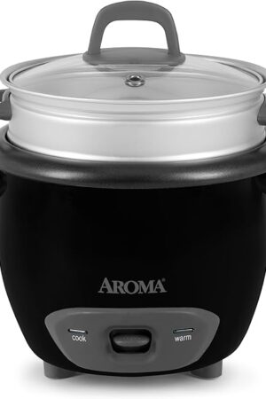 Aroma Housewares 6-Cup (Cooked) Pot-Style Rice Cooker and Food Steamer, Black ARC-743-1NGB