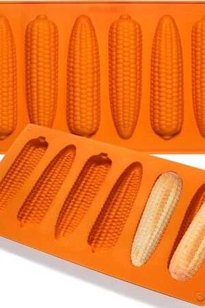 Corn Stick Bread Pan, Silicone Corn Cob Bread Molds for Baking,Cornbread Pan for baking Golden Brown 2Pack