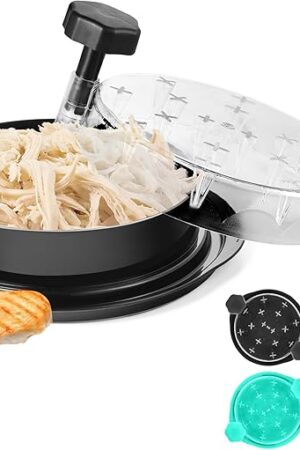 Chicken Shredder Tool Twist: 2025 Pro Food-Grade Visible Meat Shredder with Strong Anti-Slip Base, Ergonomic Handle, Chicken Breast Shredder, Suitable for Pork Beef Chicken - Black
