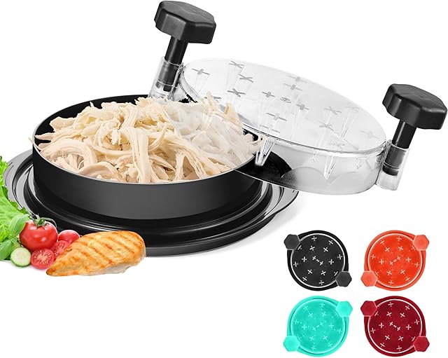 Chicken Shredder Tool Twist: 2025 Pro Food-Grade Visible Meat Shredder with Strong Anti-Slip Base, Ergonomic Handle, Chicken Breast Shredder, Suitable for Pork Beef Chicken - Black