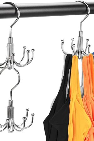2 Packs Bra Hanger for Closet, Stackable Tank Top Organizer 16 Hooks for Closet Organization and Storage, Stainless Steel Space Saving Clothes Hook Hanger for Belt, Tank Top, Bra, Tie, Scarves