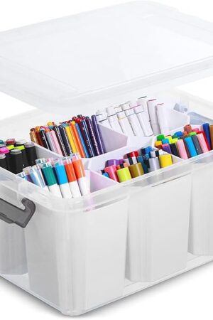Citylife 17 QT Plastic Storage Bins Clear Storage Box with Lids Multipurpose Stackable Storage Containers for Organizing Tool, Craft, Crayon