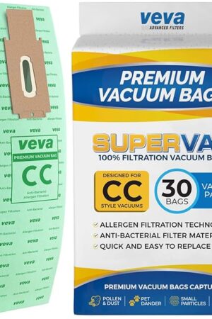 30 Pack Type CC Vacuum Bags for Oreck XL, XL5, XL7, XL21, 2000, 3000, 4000, 7000, 8000, 9000 Upright Vacuum Cleaner, Hypo-Allergenic Bags
