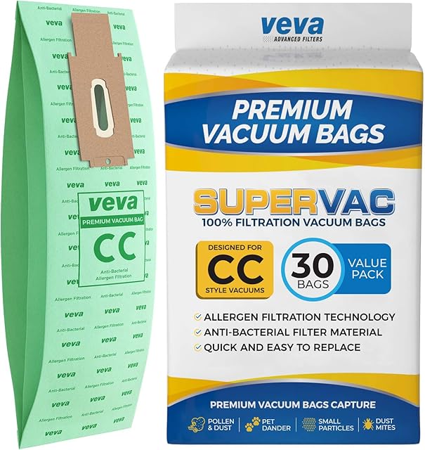 30 Pack Type CC Vacuum Bags for Oreck XL, XL5, XL7, XL21, 2000, 3000, 4000, 7000, 8000, 9000 Upright Vacuum Cleaner, Hypo-Allergenic Bags