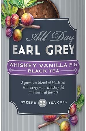 The Republic of Tea All Day Earl Grey Whiskey Vanilla Fig Black Tea | 36 Tea Bags | Naturally Caffeinated