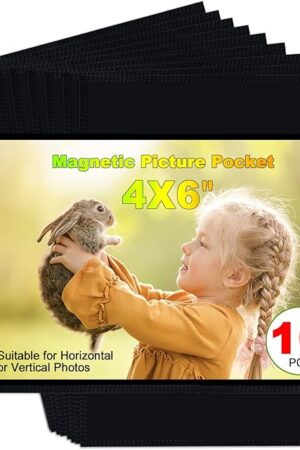 Black Magnetic Picture Frame 4X6 for Refrigerator,Photo Magnets Sleeves
