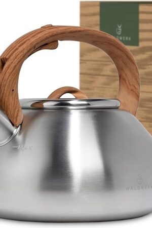 WALDWERK Tea Kettle Stovetop (2.4 Quart) - Teapot for Stovetop - also for Induction and Gas Stoves - Stainless Steel Tea Kettle - Whistling Tea Kettle for Stove Top