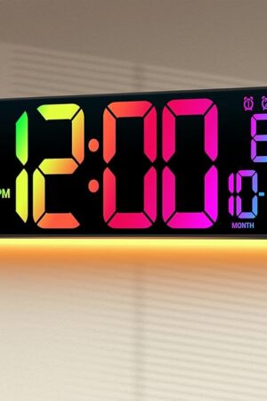16.5" Large Digital Wall Clock: 11 RGB Colors Wall Mount Decor Clock for Living Room Bedroom Office Classroom, House Warming Gifts New Home Decor, Birthday Gifts for Men Women Black