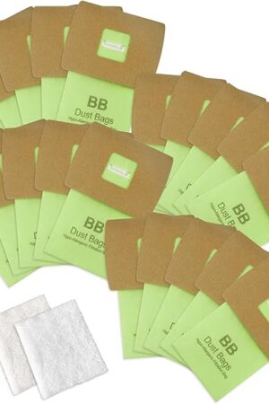 20 Pack Type BB Canister Bags Replacement Fit for Oreck XL Canister Vacuum bags PKBB12DW BB180 BB280 BB850 BB870 BB900 BB1000 MV160 with 2 Motor Filter