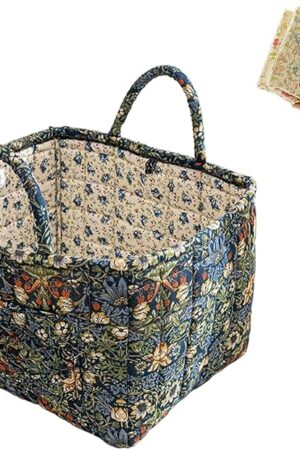 Acquaintfy Boho Fabric Storage Basket Large Capacity Floral Laundry Baskets Decorative Laundry Hamper Collapsible Parkeenn Boho Laundry Basket with Handles for Clothes Sundries Household (M)