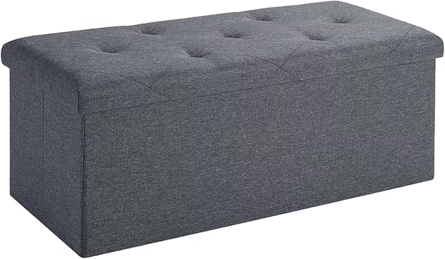 SANODESK 35" Folding Storage Ottoman Bench, Ottoman Foot Rest, End of Bed Bench, Storage Chest, Load 250lb, for Living Room, Bedroom, Entryway,Grey