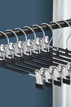 20 Pack 12Inch Heavy Duty Pants Skirt Hangers with Clips,Metal Trousers Hanger for Jeans Black Non Slip Women Shorts Hangers Saving Space Clothing Hanger for Adult,Men,Children,Kid,Baby