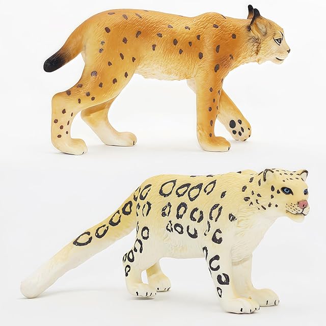 The Gemini&Genius Lynx Snow Leopard Toys Set for Kids, Forest Animals Toy Figures, Woodland Animals, Wildlife Figurines, Cake Toppers, Display, Education, Play Toys for Kids Toddlers