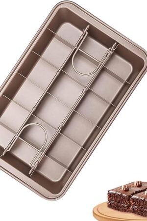 Brownie Pan with Dividers,Non-Stick Baking Pan,18 Pre-Cut Square Molds for Brownies,Brownie Pan, Lasagna Pan, Brownie Trays,and Cupcake Pan for Baking, Brownie Bites,12 X 8 X 2 Inches