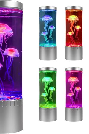 Brewish Jellyfish Lamp | 7 Color Changing LED Lights | Jelly Fish Tank Night Light for Kids & Adults | Sensory Lamps for Autism | Fake Aquarium Desk Lamps for Home Office | Room Decor & Unique Gifts