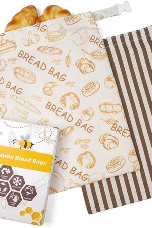 Beeswax Bread Bags for Homemade Bread,Reusable Beeswax Bags for Sourdough,Cotton Linen Food Storage Bag to Keep Fresh - Extra Large 2 Pack