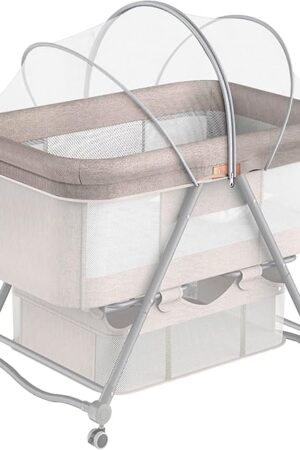 Bassinet Cover for Cats with Two-Way Zipper,Portable Bassinet Mosquito Net Cover,Mosquito Net to Keep Pets Out(White)