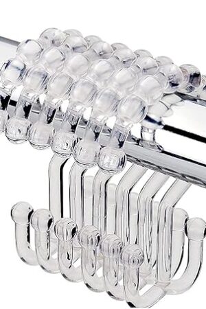 12 PCS Clear Plastic Double Shower Curtain Hooks, Multi-Functional Rings for Bathroom Shower Curtain,Shower Curtain Liner and Kitchen Supplies, etc.