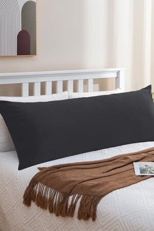 Black Body Pillow - Shredded Memory Foam, Firm Hug, Removable Cover for Side & Back Sleepers