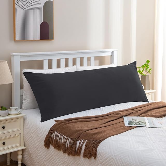 Black Body Pillow - Shredded Memory Foam, Firm Hug, Removable Cover for Side & Back Sleepers