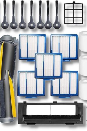 24pcs Big-Kit Replacement Part Accessories Compatible for Shark IQ R101AE RV1001AE AV912S AV1002AE RV100AE UR1000SR Side/Sweep Brush Filter Main/Roller/Cover/Self-Clean Base Filter
