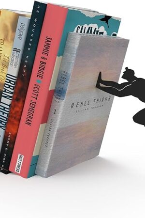 Artori Design Book Ends to Hold Books Heavy Duty - Hidden Metal Bookends for Shelves Desk or countertop - Bookend Book Holder for Home Decorative - Gift for Book Lovers and Home Décor (Book&Hero)